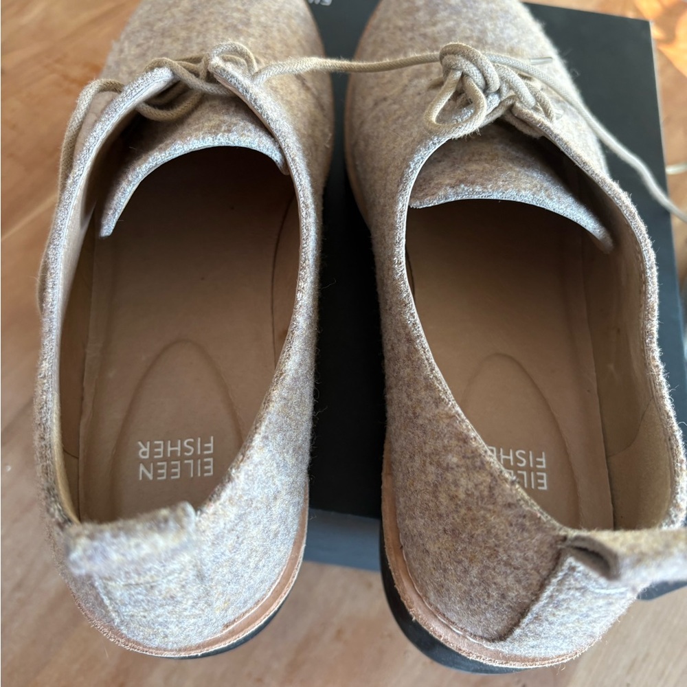 Eileen Fisher NIMS Felt Oatmeal Oxfords W11 • LIKE NIB • new dust bag included - Picture 8 of 17